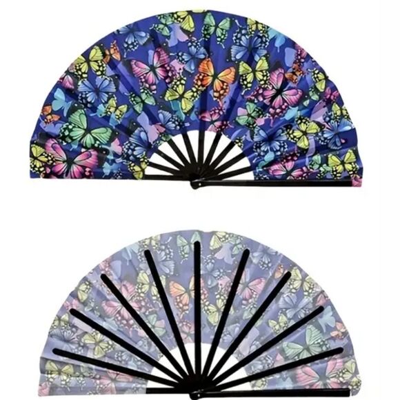 Butterfly Art Hand Fan - Multicolor - Picture 1 of 3